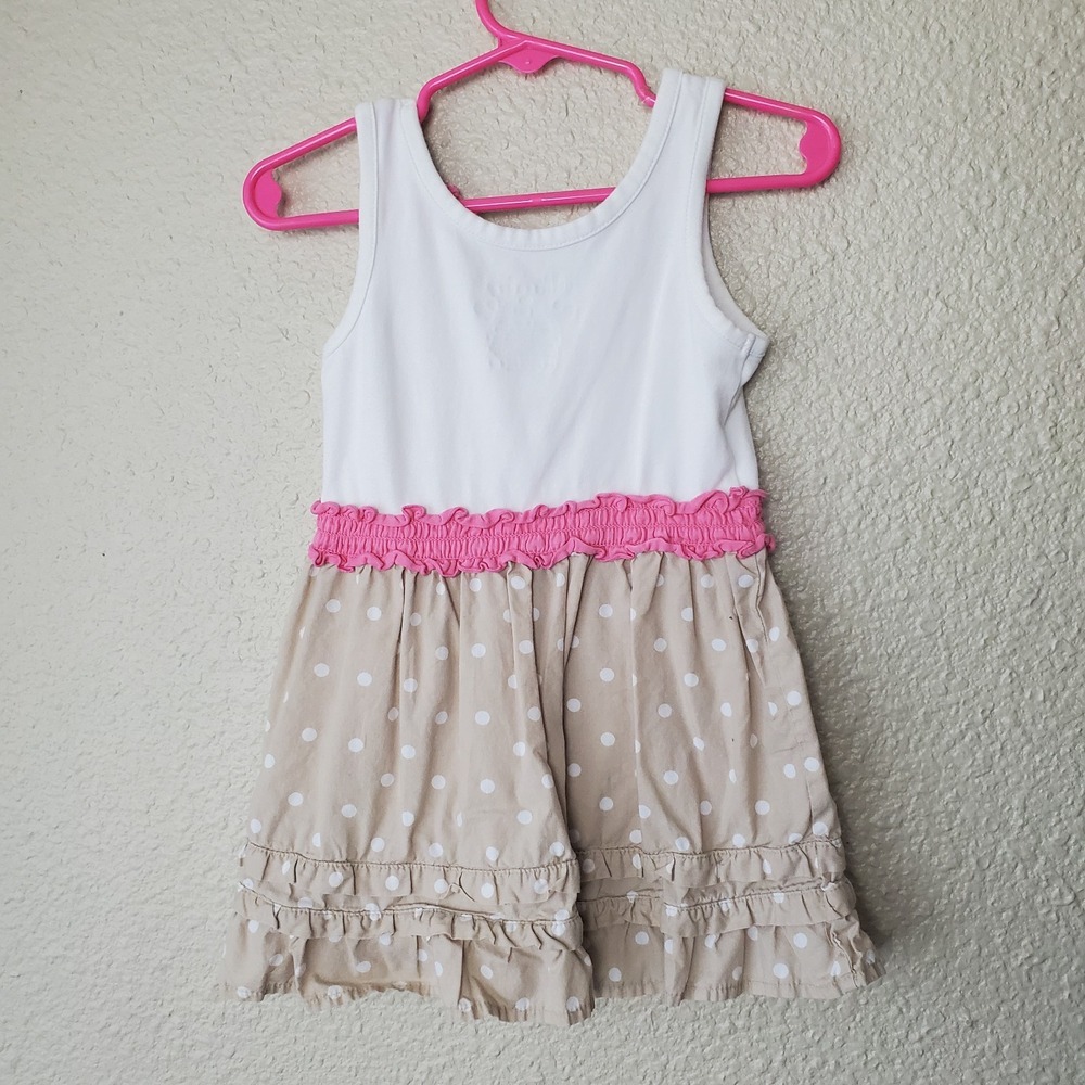 Cherokee dress girls 18 months white and beige sleeveless casual Flower - Picture 2 of 6